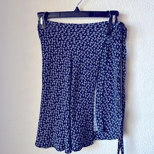 Brandy Melville blue floral wrap skirt
